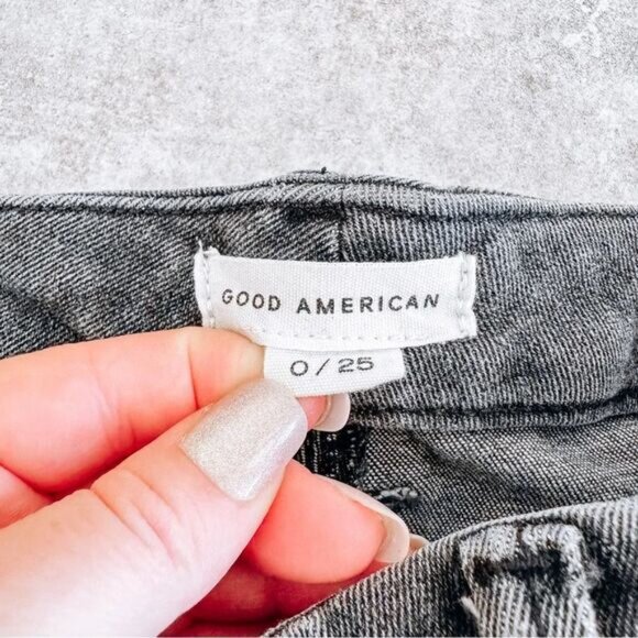 Good American Grey Good Petite Straight Leg Jean Size 0/25 - Picture 6 of 8